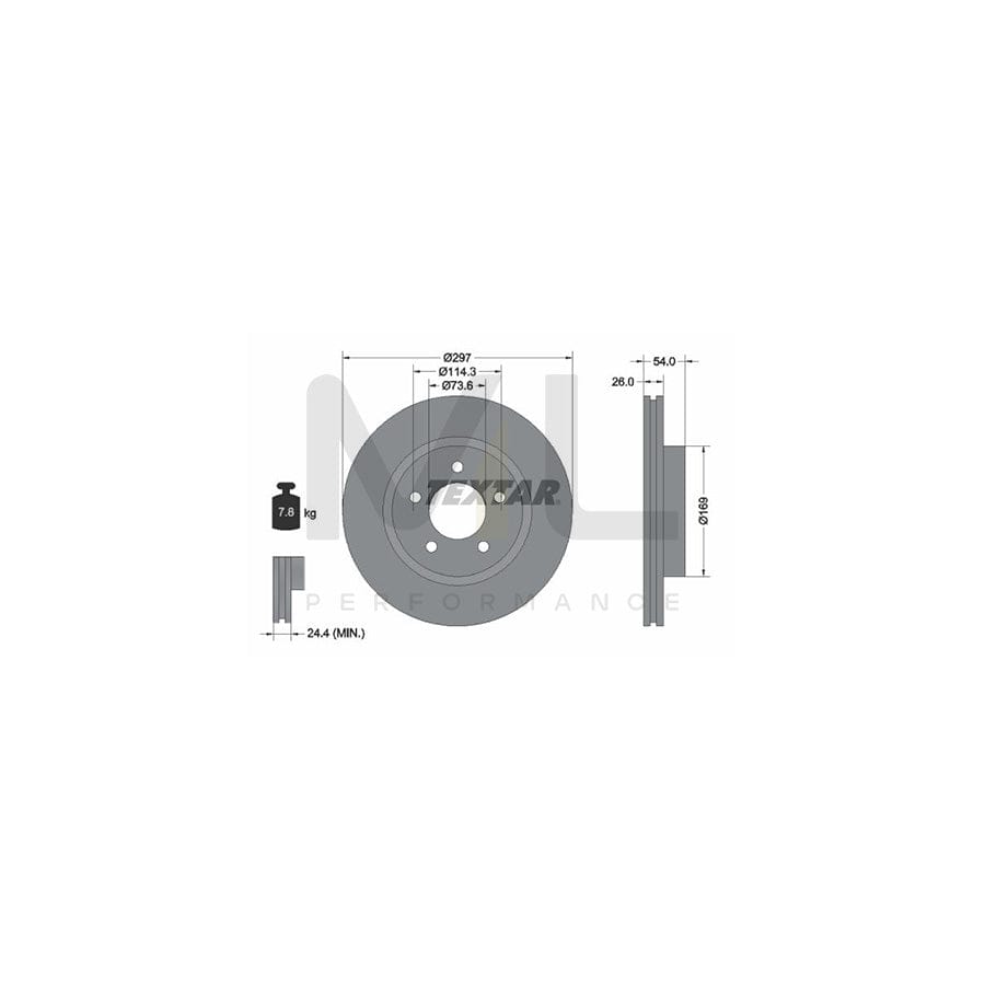 TEXTAR PRO 92230003 Brake Disc Externally Vented, Coated, without wheel hub, without wheel studs | ML Performance Car Parts