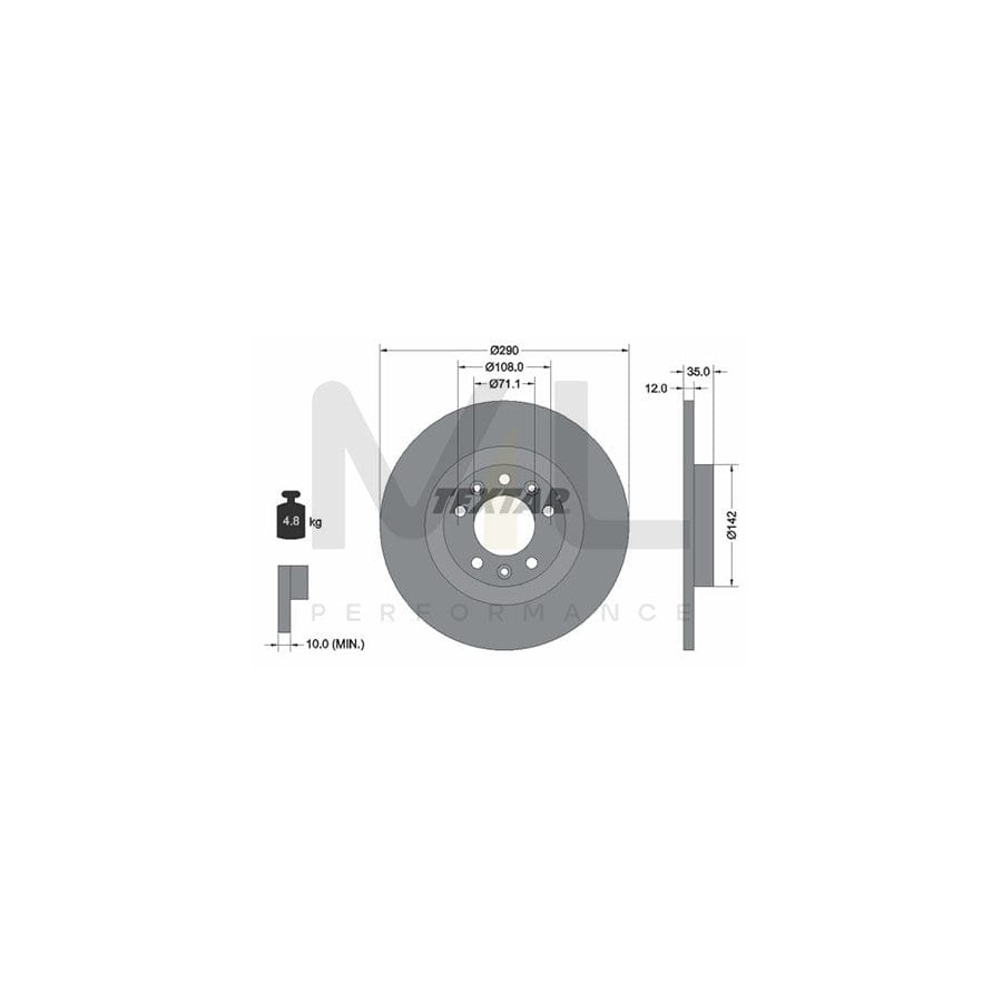 TEXTAR PRO 92267303 Brake Disc Solid, Coated, without wheel hub, without wheel studs | ML Performance Car Parts