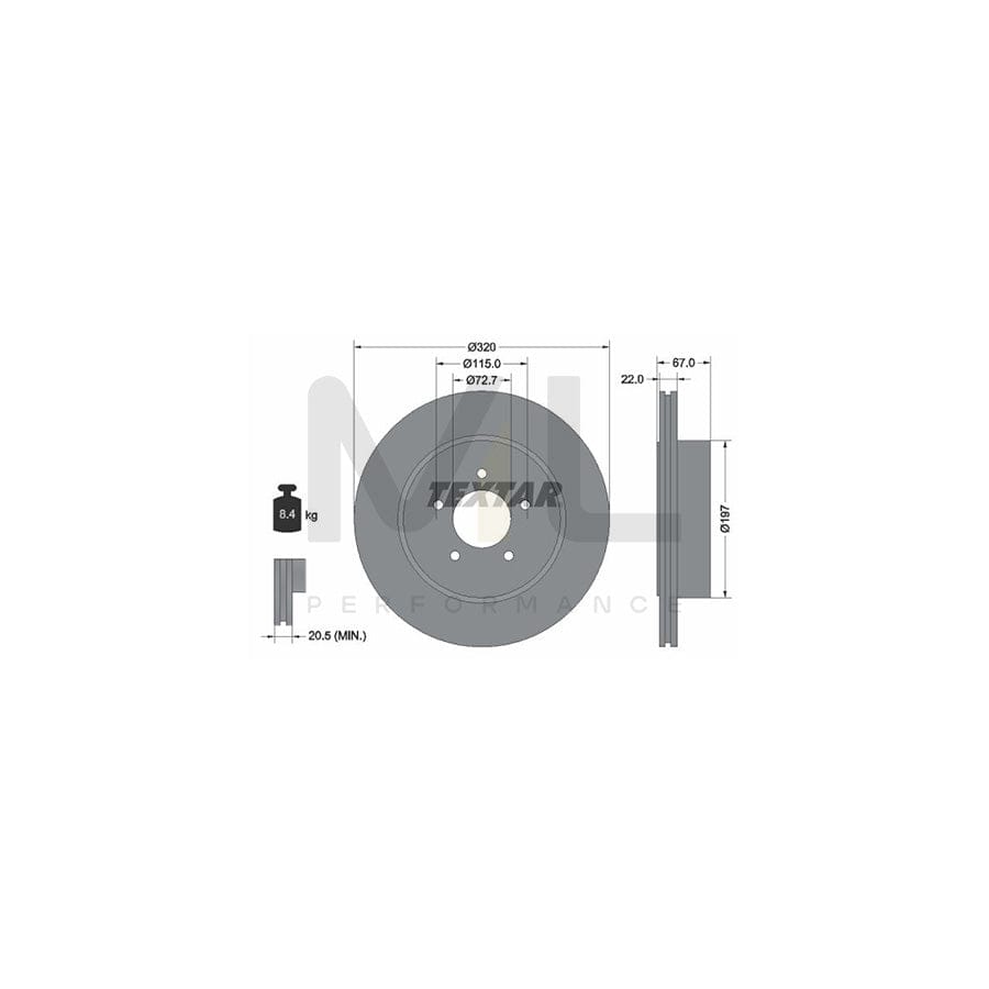 TEXTAR PRO 92177203 Brake Disc Internally Vented, Coated, without wheel hub, without wheel studs | ML Performance Car Parts