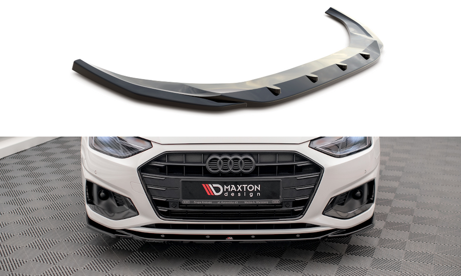 Maxton Design AU-A4-B9F-FD2T Front Splitter V.2 Audi A4 B9 Facelift | ML Performance UK Car Parts