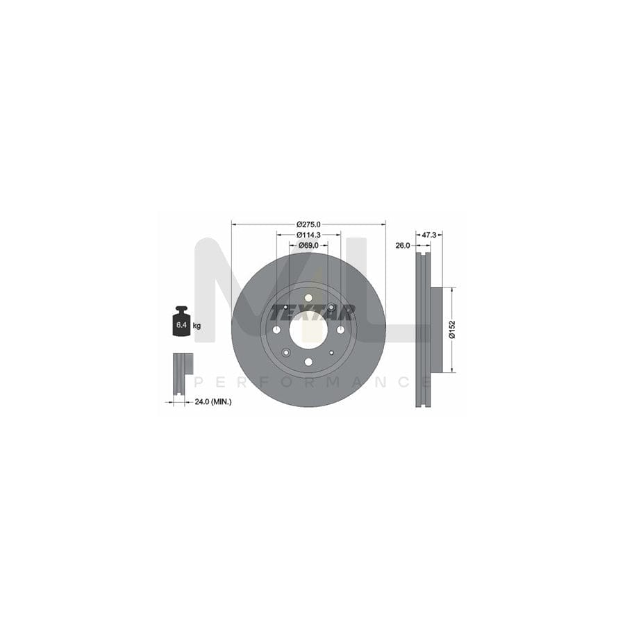 TEXTAR 92136700 Brake Disc for KIA CERATO Internally Vented, without wheel hub, without wheel studs | ML Performance Car Parts