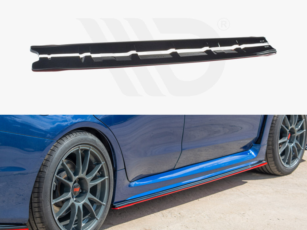 Maxton Design SUIM4WRXSTI-SD2RRED+SD2T Side Skirts Diffusers V.2 Subaru WRX Sti | ML Performance UK Car Parts