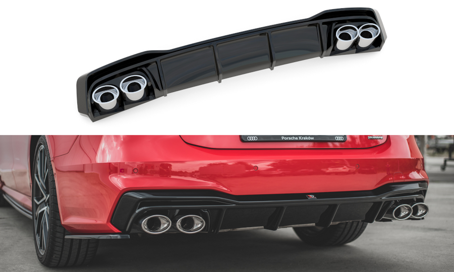 Maxton Design AU-A7-C8-SLINE-RS1T+CHROME Rear Valance + Exhaust Ends Imitation Audi A7 S-Line C8 | ML Performance UK Car Parts