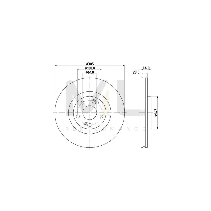 HELLA 8DD 355 108-461 Brake Disc Internally Vented, without wheel hub, without wheel studs | ML Performance Car Parts