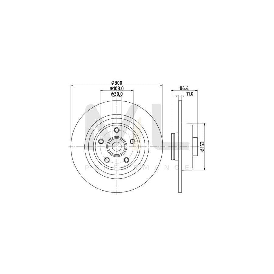 HELLA PRO 8DD 355 123-321 Brake Disc Solid, Coated, with integrated magnetic sensor ring, with wheel bearing | ML Performance Car Parts