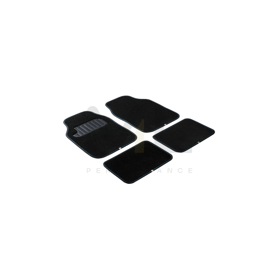 WALSER Universal fit, The Color 29020 Floor mat set Polyester, PP (Polypropylene), Front and Rear, Quantity: 4, Black, Blue | ML Performance Car Parts