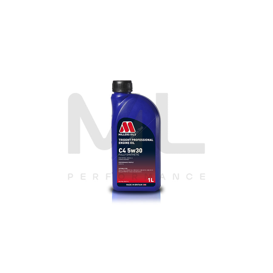 Millers Oils Trident Professional C4 5W-30 Fully Synthetic Engine Oil 1l | Engine Oil | ML Car Parts UK | ML Performance