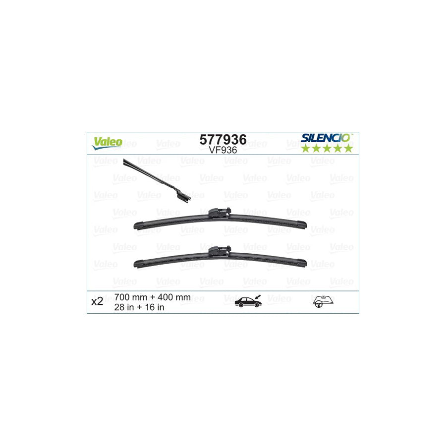 Valeo Silencio Flat Blade Set 577936 Wiper Blade For Toyota Prius | ML Performance EU Car Parts