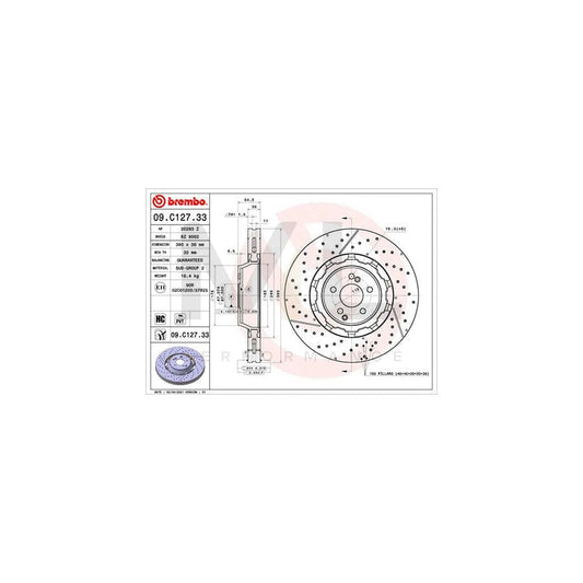 BREMBO 09.C127.33 Brake Disc suitable for MERCEDES-BENZ S-Class Internally Vented, Coated, High-carbon | ML Performance Car Parts