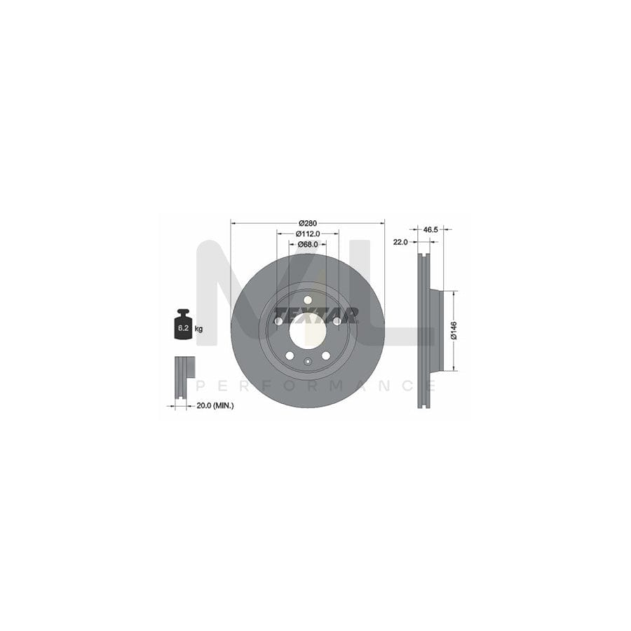 TEXTAR PRO+ 92083505 Brake Disc Internally Vented, Coated, High-carbon, without wheel hub, without wheel studs | ML Performance Car Parts