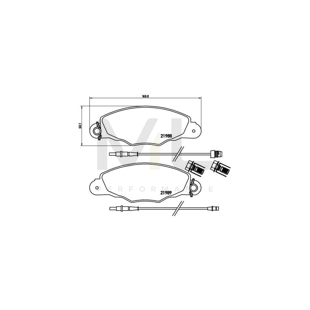 Brembo P 61 102 Brake Pad Set For Peugeot 206 With Brake Caliper Screws | ML Performance Car Parts