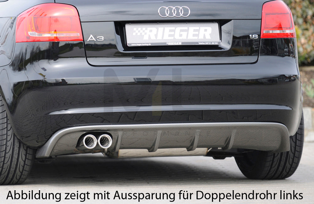 Rieger 00099129 Audi 8P A3 Rear Diffuser 4 | ML Performance EU Car Parts