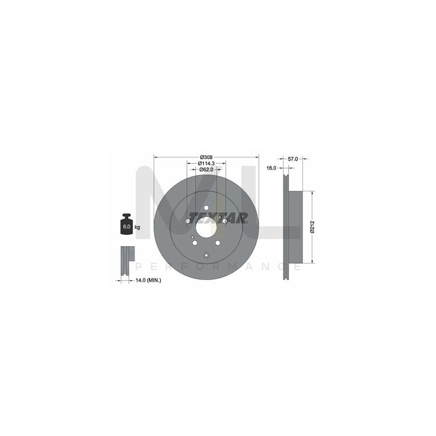 TEXTAR 92222200 Brake Disc Internally Vented, without wheel hub, without wheel studs | ML Performance Car Parts