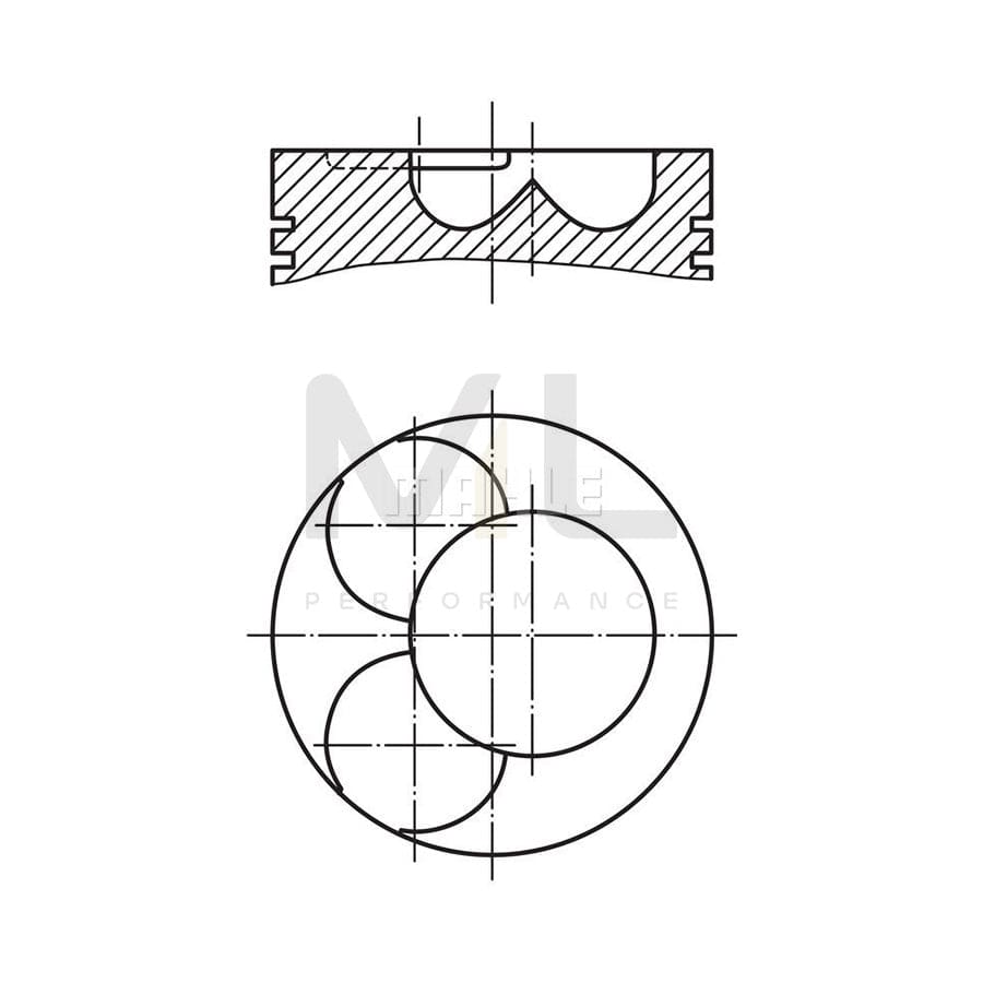 MAHLE ORIGINAL 028 07 00 Piston 81,01 mm, at shut-off cock, Pitman Arm to track rod, with cooling duct, with piston ring carrier | ML Performance Car Parts