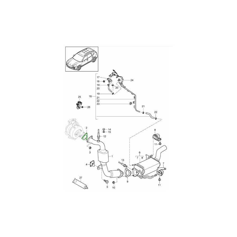 Genuine Porsche Exhaust Catalytic Converter To Turbocharger Gasket Porsche 958 Cayenne / 95B Macan / 970 Panamera Diesel | ML Performance EU Car Parts