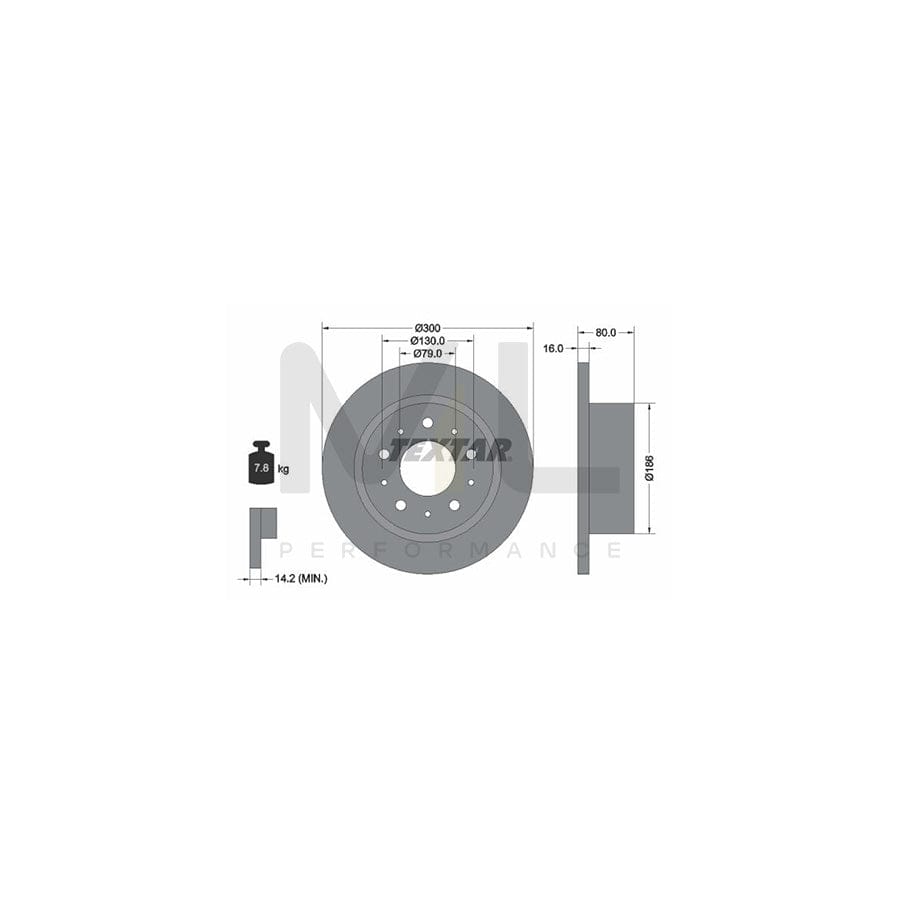 TEXTAR 92157600 Brake Disc Solid, without wheel hub, without wheel studs | ML Performance Car Parts