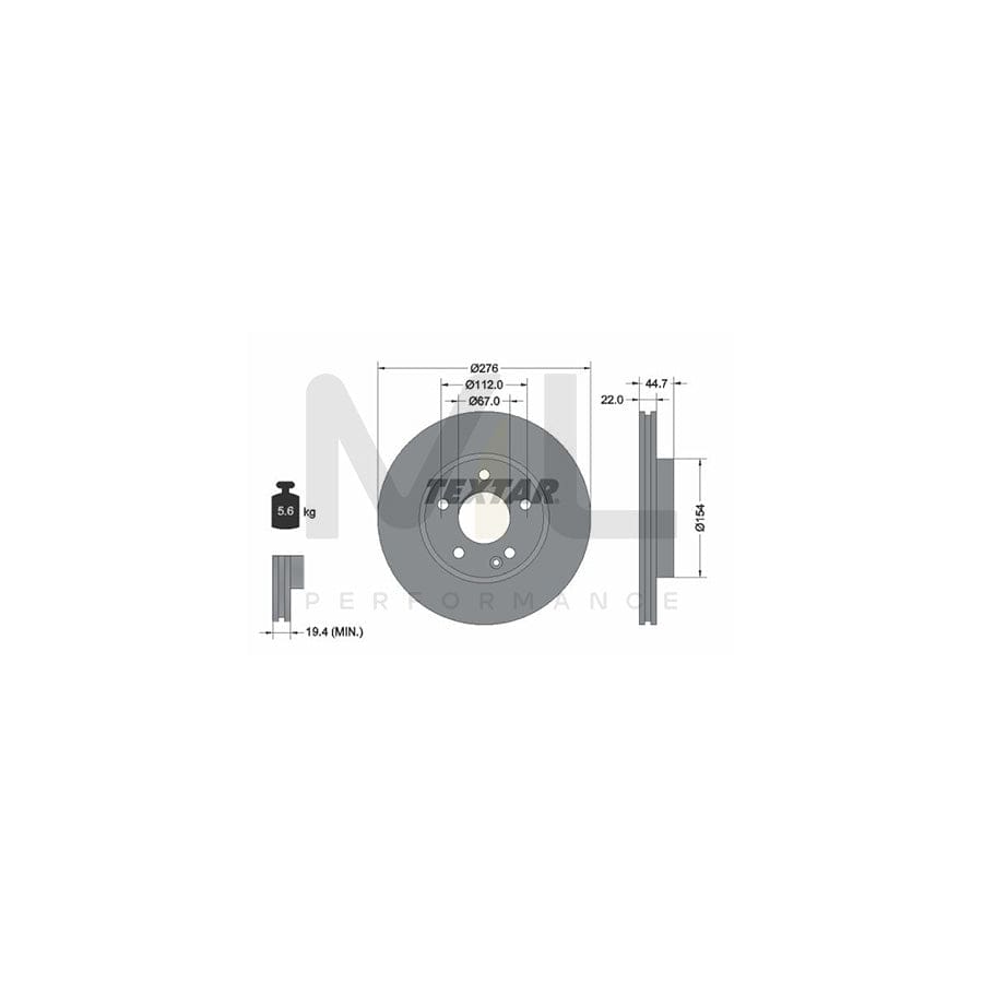 TEXTAR PRO 92131903 Brake Disc Internally Vented, Coated, without wheel hub, without wheel studs | ML Performance Car Parts