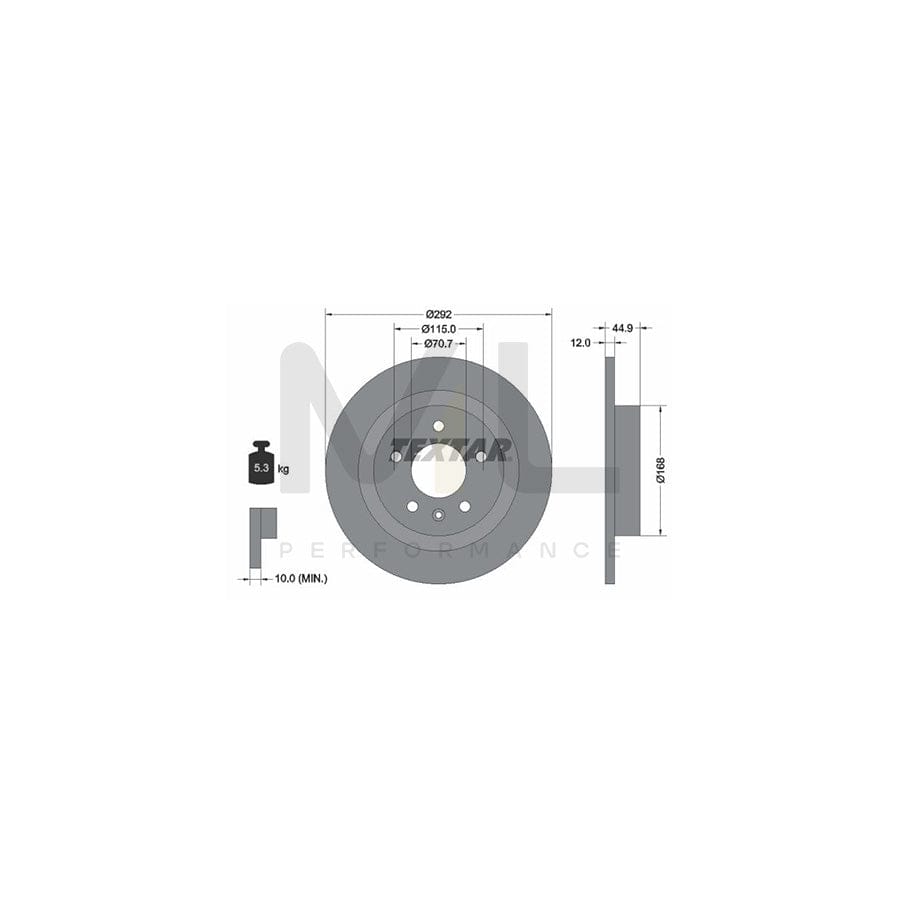 TEXTAR PRO 92205703 Brake Disc Solid, Coated, without wheel hub, without wheel studs | ML Performance Car Parts