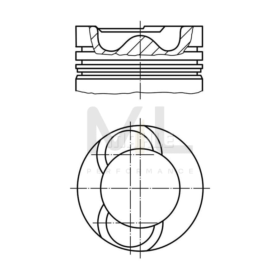 MAHLE ORIGINAL 028 19 01 Piston for VW CRAFTER 81,26 mm, with piston ring carrier, without cooling duct | ML Performance Car Parts