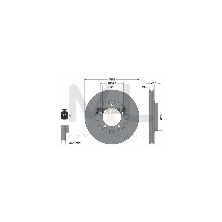 TEXTAR 92234500 Brake Disc Internally Vented, without wheel hub, without wheel studs | ML Performance Car Parts