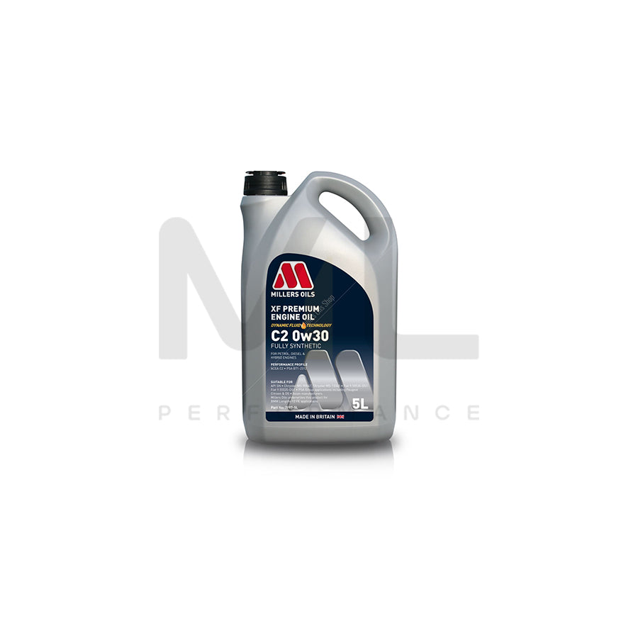 Millers Oils XF Premium C2 ECO 0W-30 Fully Synthetic Engine Oil 5l | Engine Oil | ML Car Parts UK | ML Performance