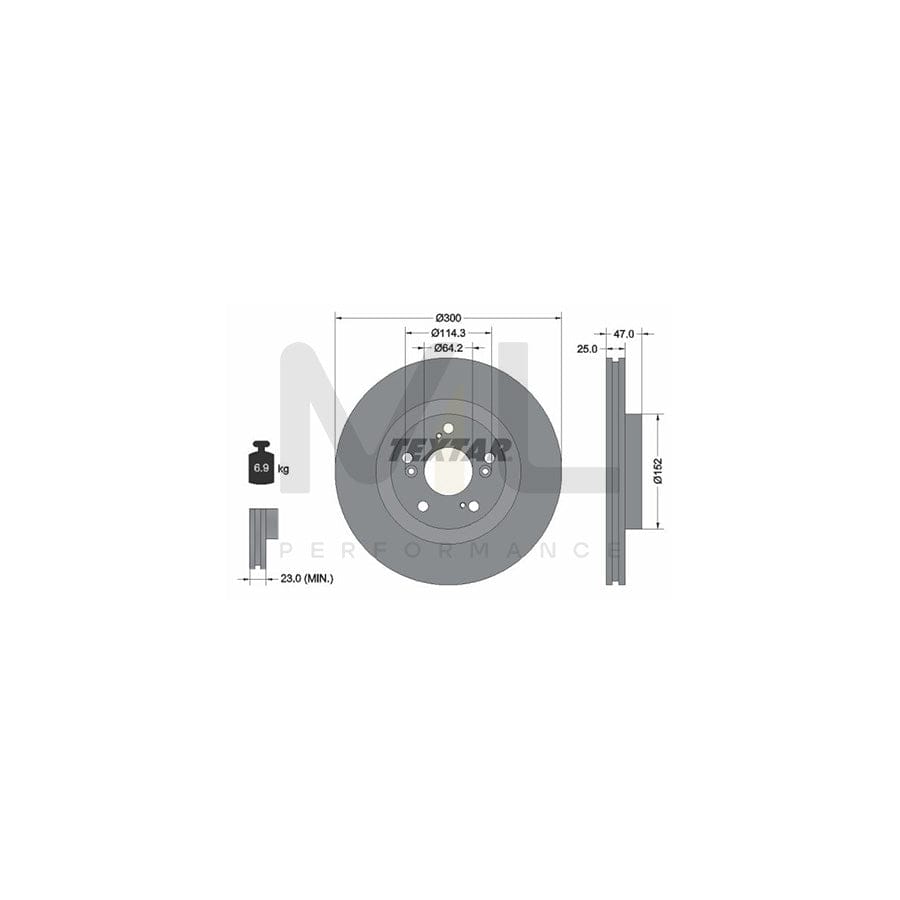 TEXTAR 92125000 Brake Disc Internally Vented, without wheel hub, without wheel studs | ML Performance Car Parts