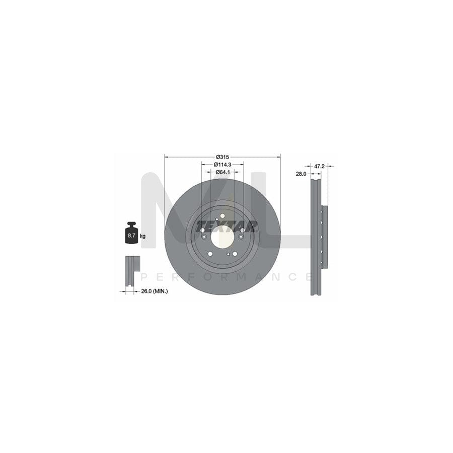 TEXTAR PRO 92283303 Brake Disc for HONDA CR-V IV (RM) Externally Vented, Coated, without wheel hub, without wheel studs | ML Performance Car Parts