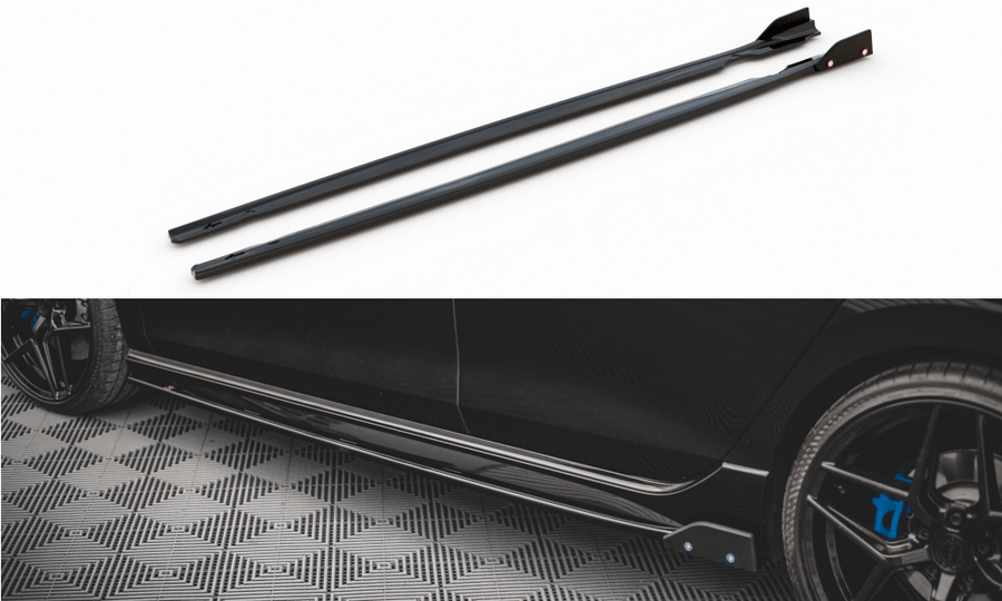 Maxton Design VW-GO-8-R-SD2T+SF Side Skirts Diffusers + Flaps V.2 Volkswagen Golf R MK8 | ML Performance UK Car Parts