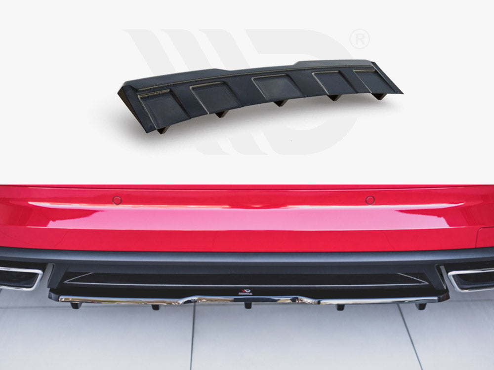 Maxton Design SK-KO-1-RS-RD1T Central Rear Splitter (w/ Vertical Bars) Skoda Kodiaq Vrs | ML Performance UK Car Parts