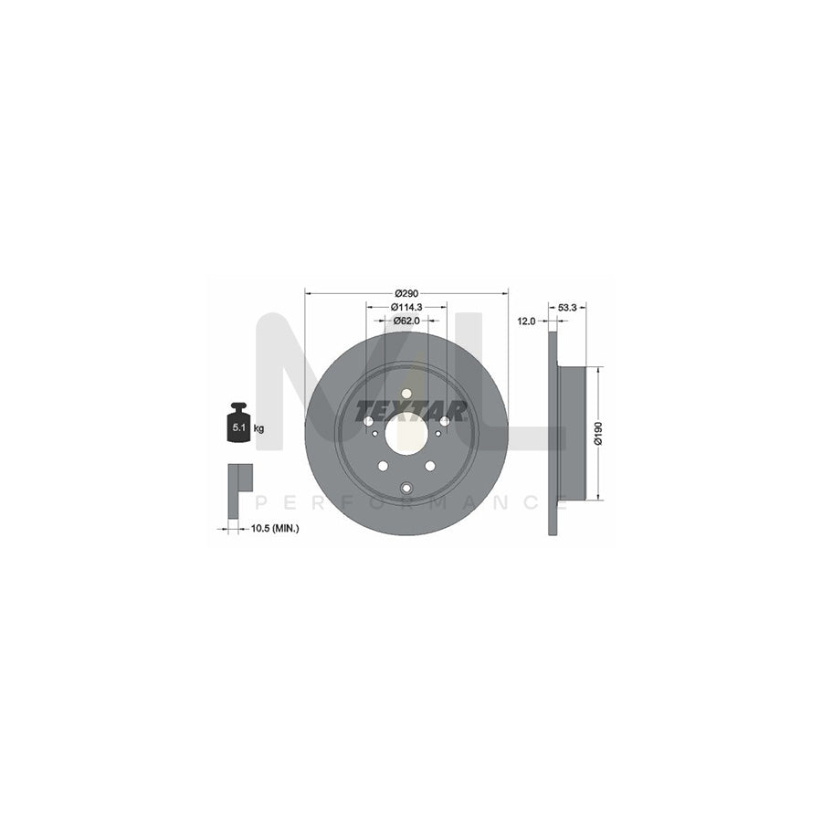 TEXTAR 92314203 Brake Disc Solid, Coated, without wheel hub, without wheel studs | ML Performance Car Parts