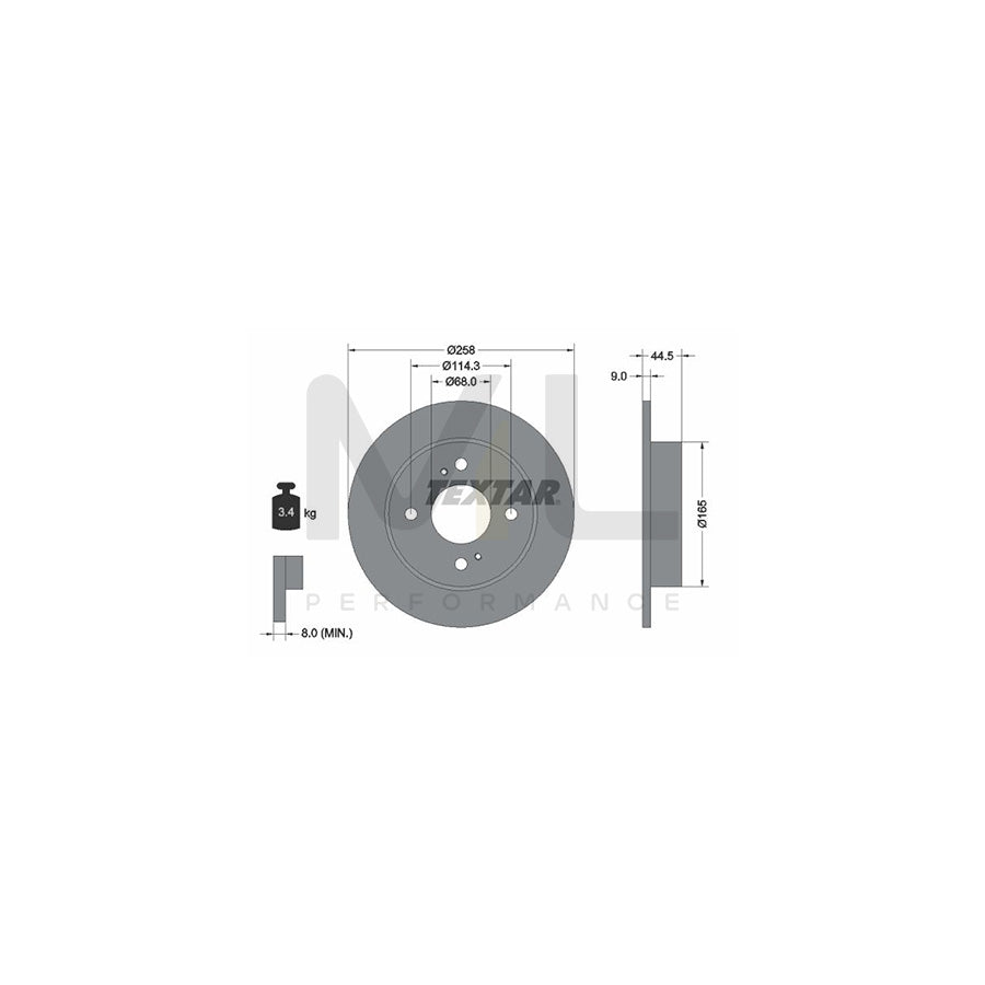 TEXTAR 92080200 Brake Disc Solid, without wheel hub, without wheel studs | ML Performance Car Parts