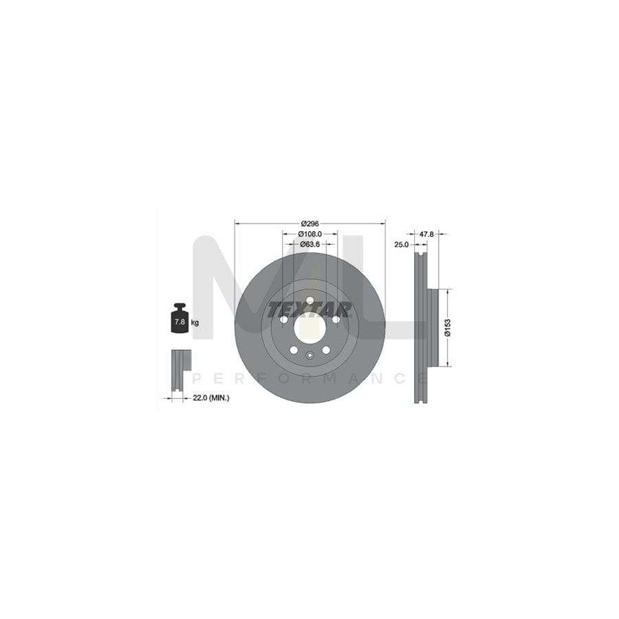 TEXTAR 92323905 Brake Disc for VOLVO XC40 (536) Internally Vented, Coated, High-carbon, without wheel hub, without wheel studs | ML Performance Car Parts