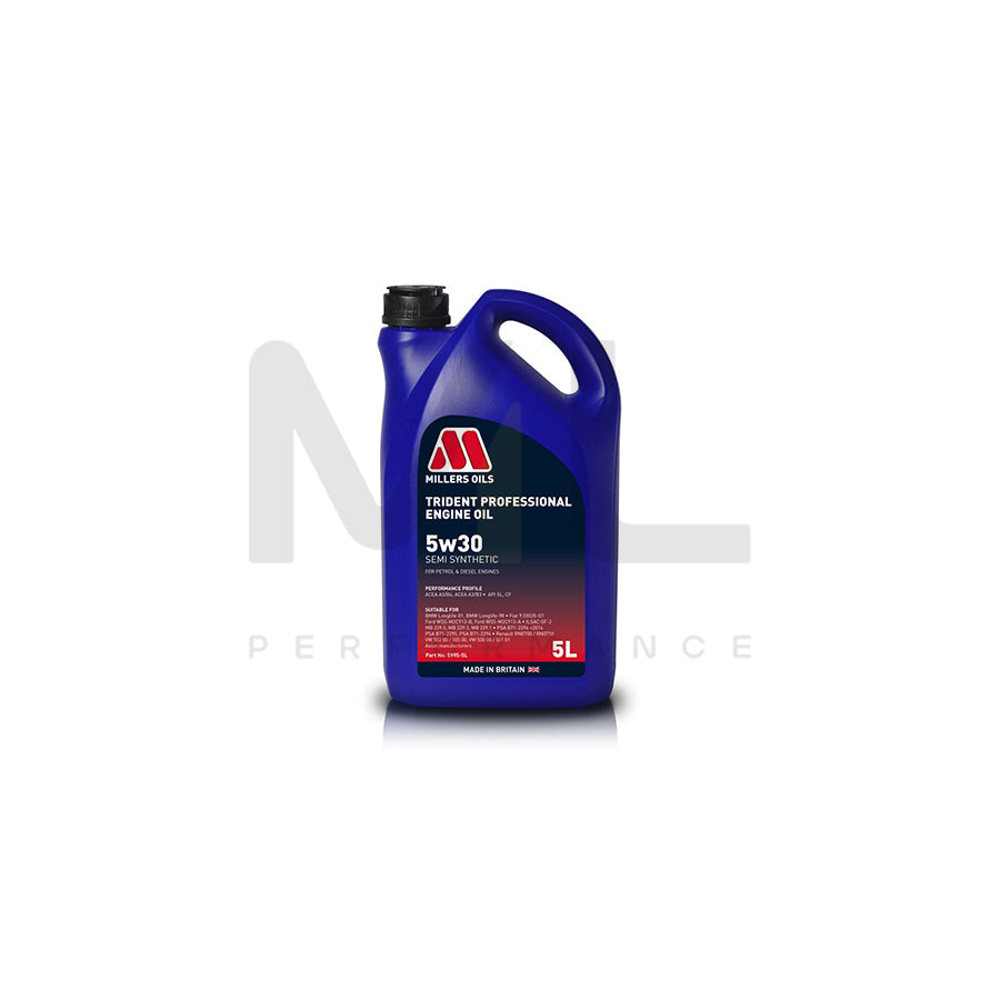 Millers Oils Trident Professional 5W-30 Semi Synthetic Engine Oil 5l | Engine Oil | ML Car Parts UK | ML Performance