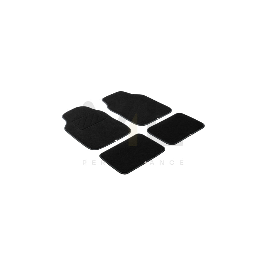 WALSER Universal fit, The Race 29019 Floor mat set Polyester, PP (Polypropylene), Front and Rear, Quantity: 4, Black, White | ML Performance Car Parts