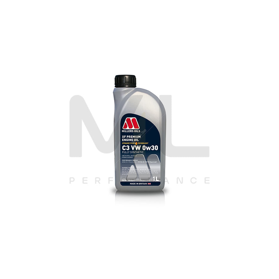 Millers Oils XF Premium C3 VW 0W-30 Fully Synthetic Engine Oil 1l | Engine Oil | ML Car Parts UK | ML Performance