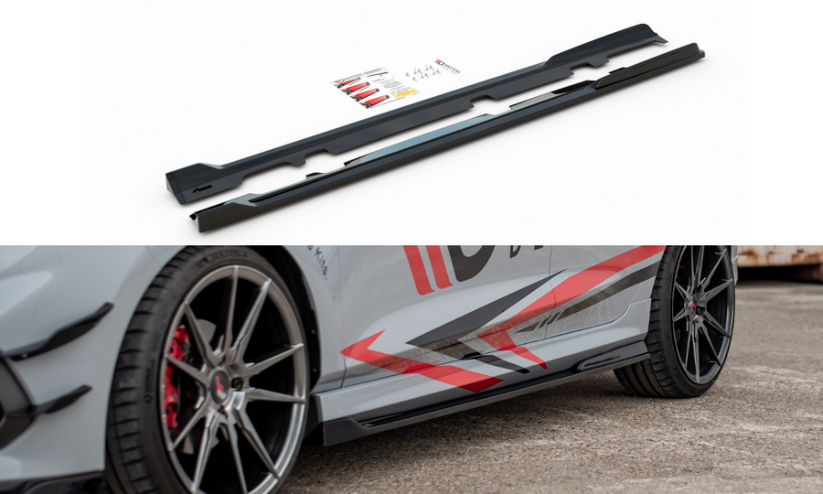 Maxton Design FO-FI-8-ST-SD2T Side Skirts Diffusers V.3 Ford Fiesta ST / ST-Line MK8 | ML Performance UK Car Parts