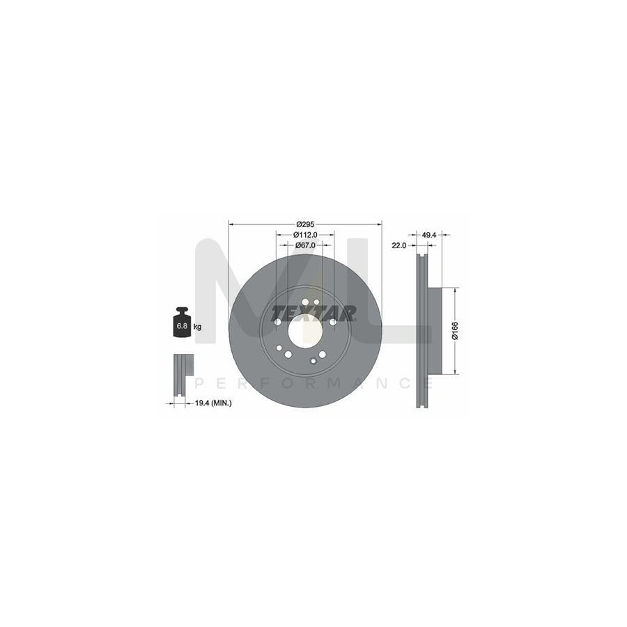 TEXTAR 92057300 Brake Disc Internally Vented, without wheel hub, without wheel studs | ML Performance Car Parts