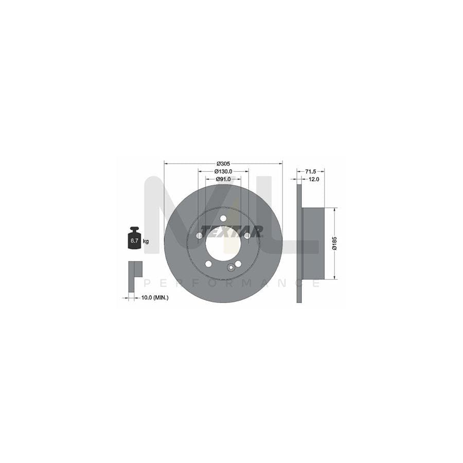 TEXTAR 92228800 Brake Disc Solid, without wheel hub, without wheel studs | ML Performance Car Parts