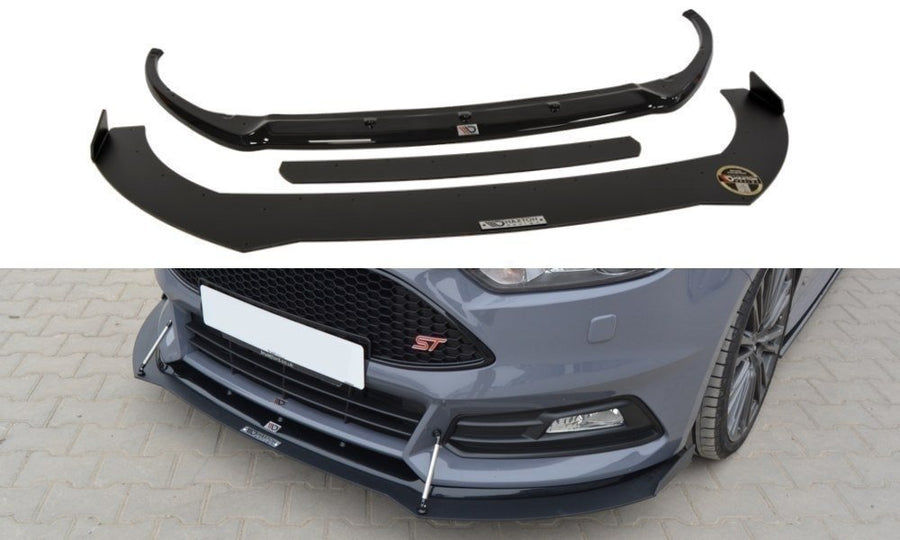 Maxton Design FO-FO-3F-ST-CNC-FD2+CUPRAA Hybrid Front Splitter V.2 Ford Focus ST MK3 (Facelift) | ML Performance UK Car Parts