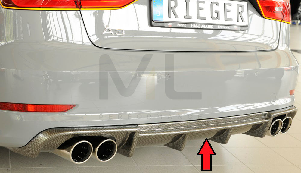 Rieger 00099368 Audi 8V A3 Rear Diffuser 1 | ML Performance EU Car Parts