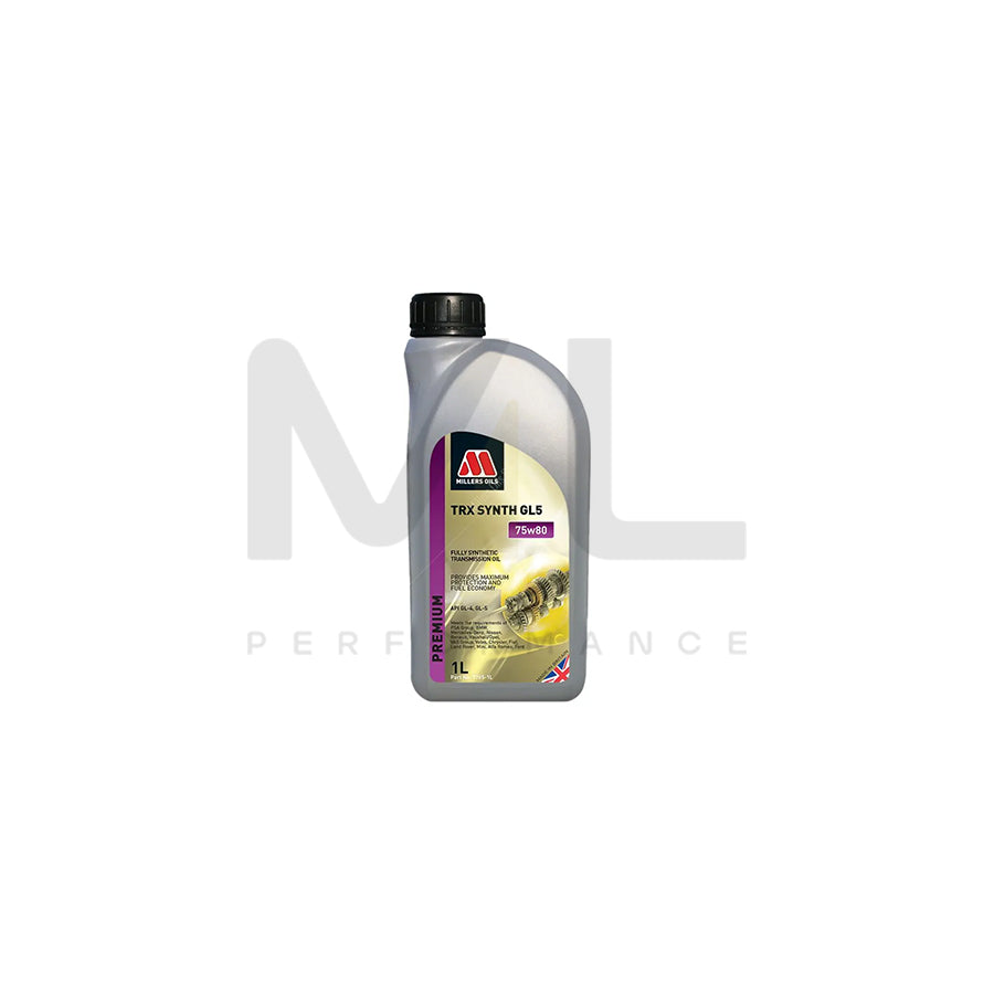 Millers Oils TRX Synth 75w-80 GL5 Fully Synthetic Transmission Oil 1l | Engine Oil | ML Car Parts UK | ML Performance