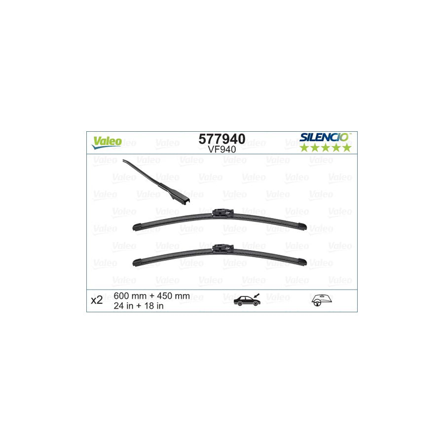 Valeo Silencio Flat Blade Set 577940 Wiper Blade | ML Performance EU Car Parts