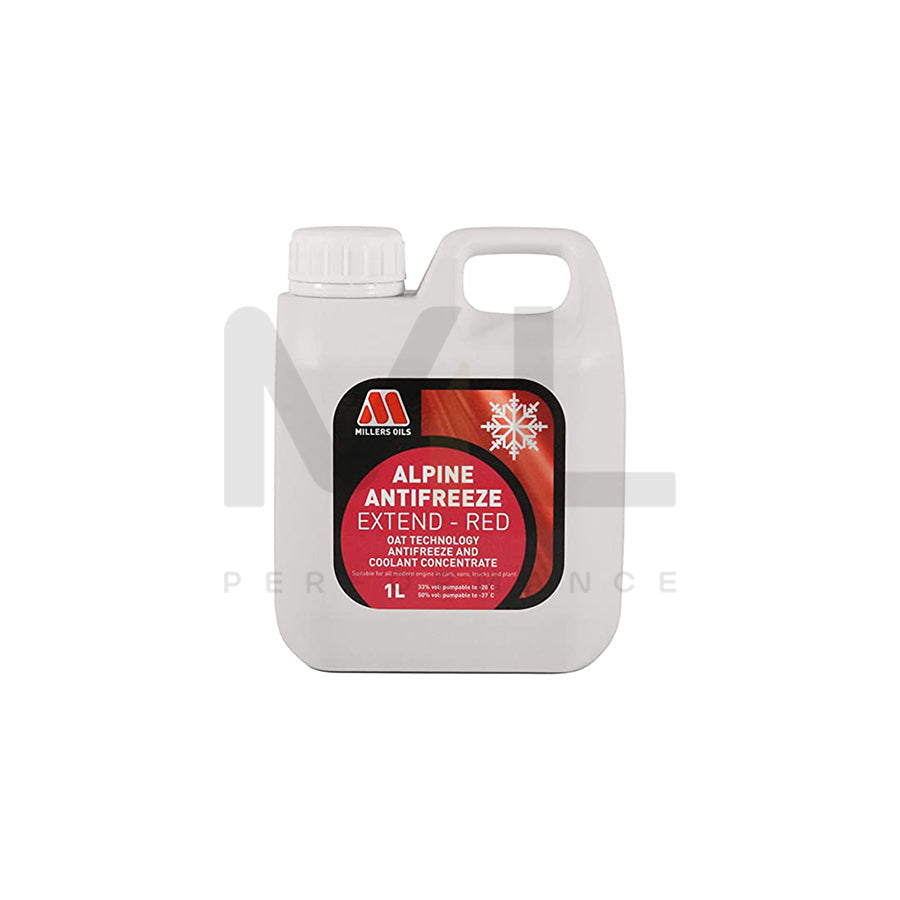 Millers Oils Alpine Antifreeze / Coolant Extend Red Concentrate 1l | Engine Oil | ML Car Parts UK | ML Performance