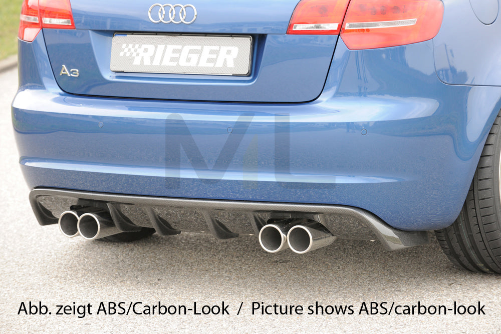 Rieger 00056767 Audi 8P A3 Rear Diffuser 1 | ML Performance EU Car Parts