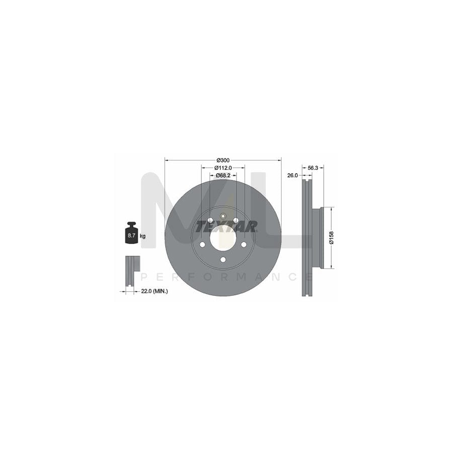 TEXTAR PRO 92109803 Brake Disc Internally Vented, Coated, without wheel hub, without wheel studs | ML Performance Car Parts