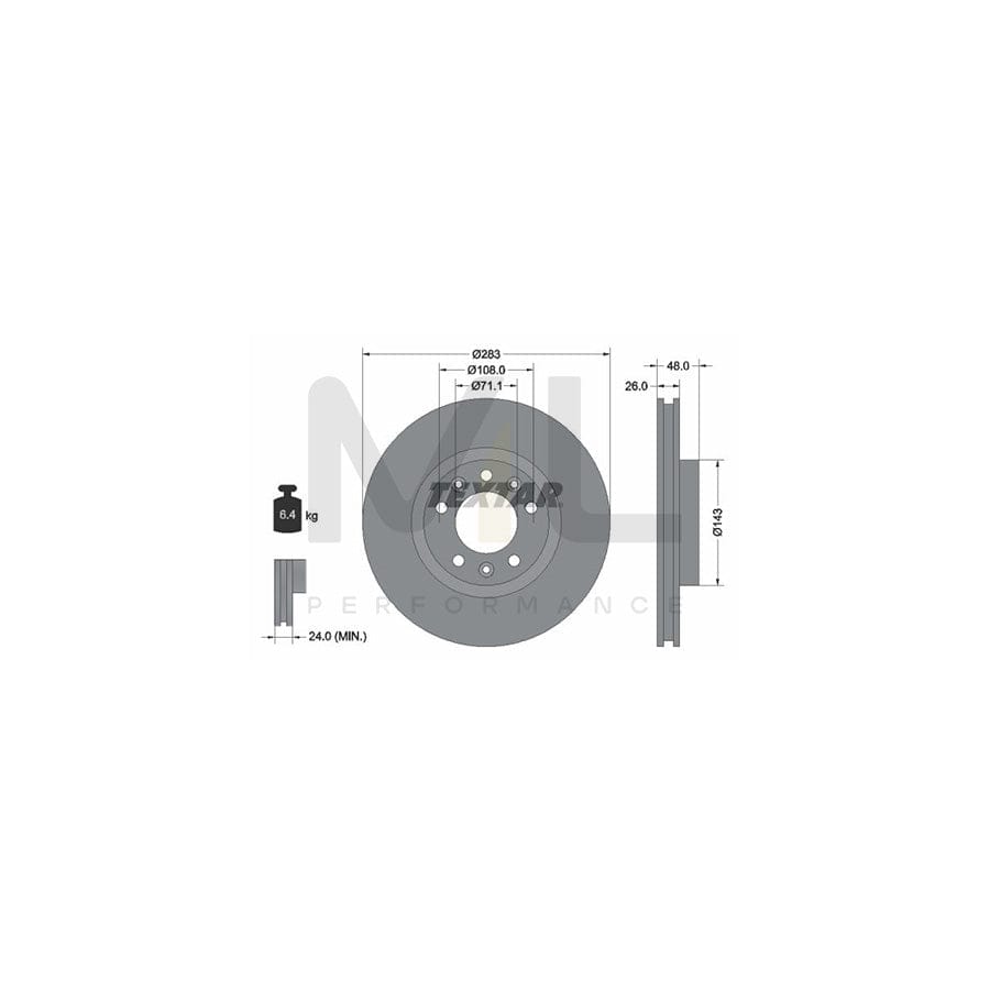 TEXTAR PRO 92267203 Brake Disc Internally Vented, Coated, without wheel hub, without wheel studs | ML Performance Car Parts