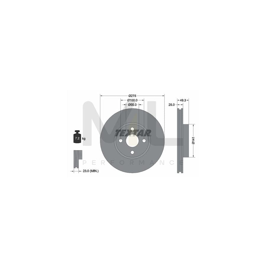 TEXTAR PRO 92180303 Brake Disc Externally Vented, Coated, without wheel hub, without wheel studs | ML Performance Car Parts